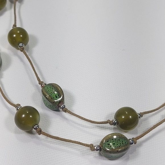 Bonita Green Multi Strand Layered Stone Ceramic Bead Necklace - Picture 5 of 9